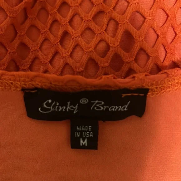 Women’s SLINKY BRAND, Knit, Beachy, Sleeveless Dress, Tangerine Orange, Medium - Picture 4 of 5